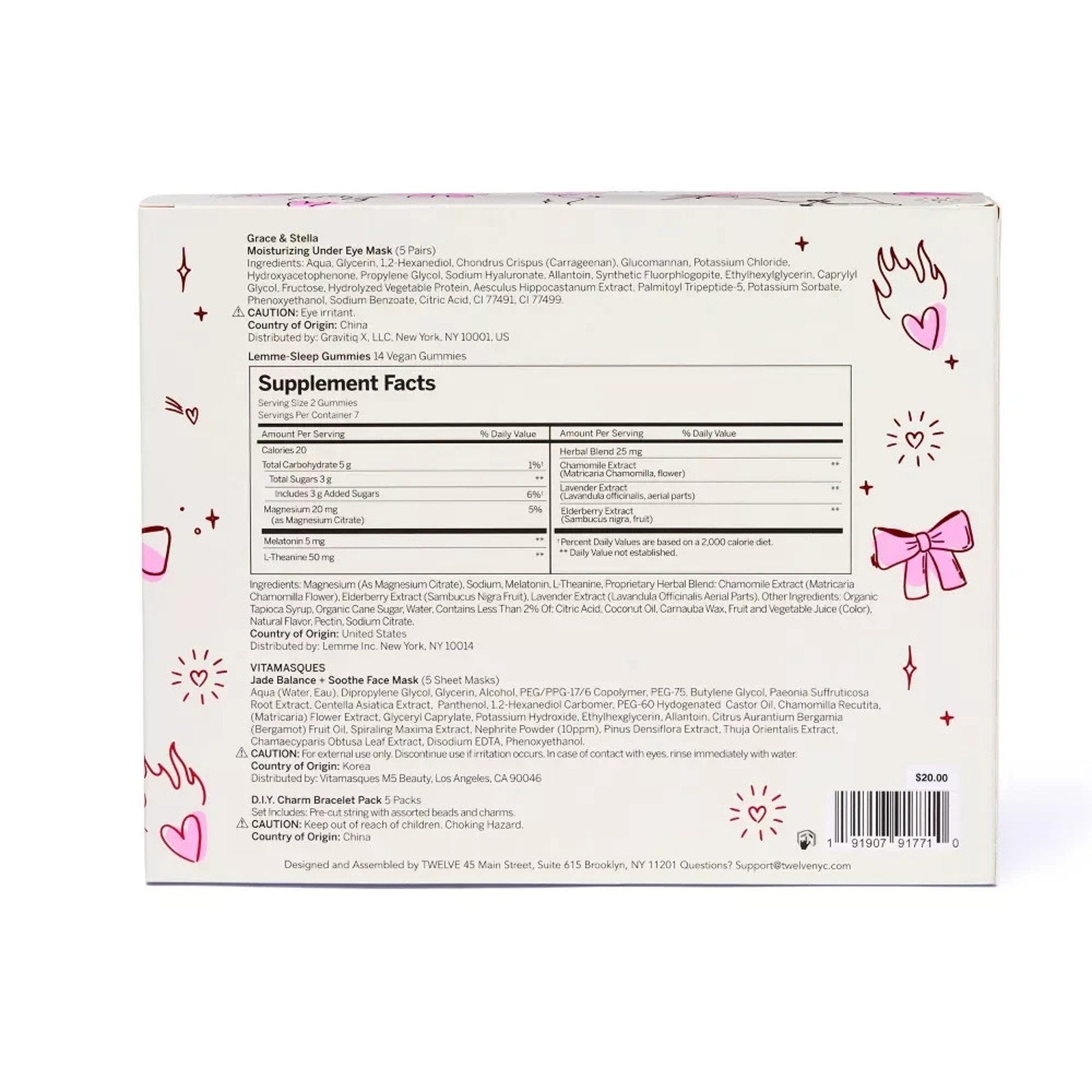 Galentines Party Pack- Lemme Sleep Gummies/Grace and Stella/Jade Mask